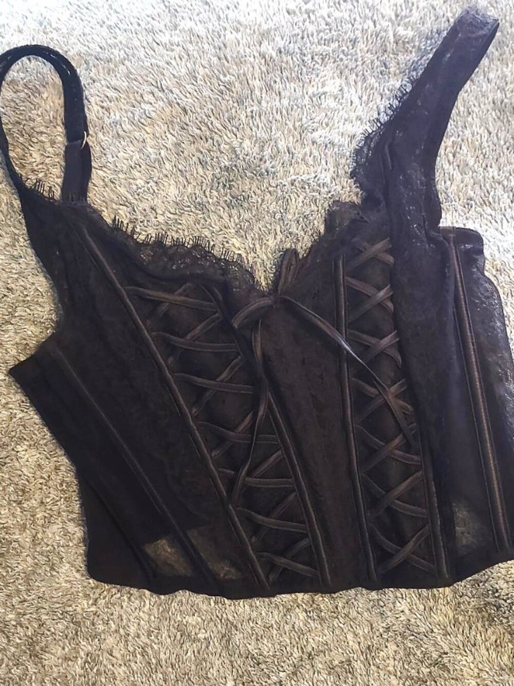 🖤 Black Lace Corset-Style Top Bustier